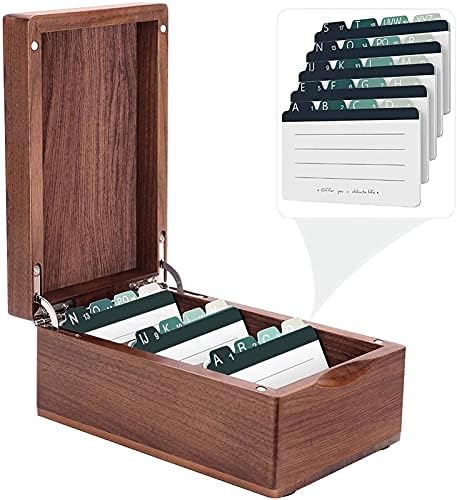 MaxGear Walnut Wood Business Card Organizer for 2.2" x 3.5" Cards by MaxGear