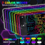 Wireless Charging RGB Gaming Mouse Pad, 31.5 x 11.8 Inch Extended Mouse Mat with Neon Geometric Line Design, LED Desk Pad with 7 Lighting Modes, Non-Slip Base for Gaming & Office - Image 3