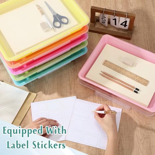 Tinlade 12 Pcs Classroom Paper Storage Bins with Lids, Macaron, 13x10in - Image 5