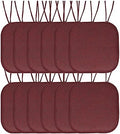 Sweet Home Collection Chair Cushion Memory Foam Pads with Ties Honeycomb Pattern Slip Non Skid Rubber Back Rounded Square 16" x 16" Seat Cover, Herringbone Burgundy, 12 Count (Pack of 1) by SweetHomeCollection