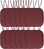 Sweet Home Collection Chair Cushion Memory Foam Pads with Ties Honeycomb Pattern Slip Non Skid Rubber Back Rounded Square 16" x 16" Seat Cover, Herringbone Burgundy, 12 Count (Pack of 1) by SweetHomeCollection