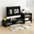 Solid Wood Monitor Stand Riser & Laptop Stand Desk Organizer - Office Accessories for PC Workspace, Computer Organization, Countertop Hutch Black Combination 2 by Unknown
