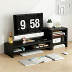 Solid Wood Monitor Stand Riser & Laptop Stand Desk Organizer - Office Accessories for PC Workspace, Computer Organization, Countertop Hutch Black Combination 2 by Unknown