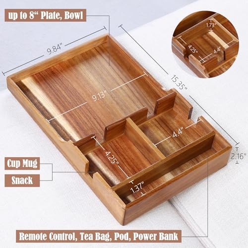Nnewvante Couch Table Insert for Sectionals,15.35x9.84-inch Acacia Wood - Image 5