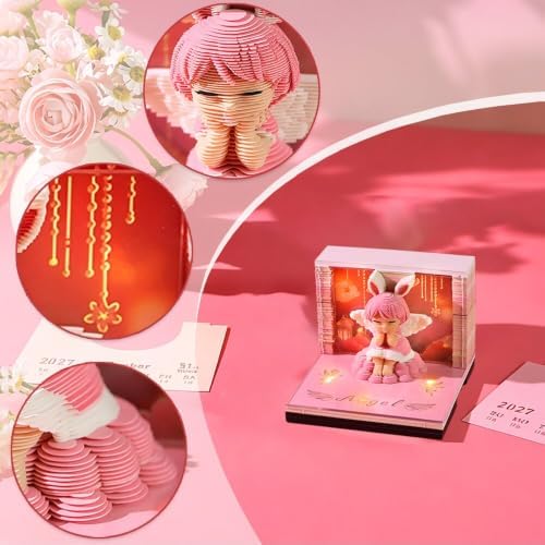 3d Calendar 2027,Hand Tear DIY Art 3d Calendar,Perfect Combination Of Artistic And Practical Design With Lights,Suitable For Note Taking,Decorative Ornaments,Holiday Gifts (Angel Anne) - Image 3