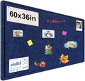 Large Bulletin Board, Foldable 60x36 Inches Cork Board Alternative, Large Felt Board Decorative Pin Board for Wall, Foldable Photo Board Self-Adhesive Vision Board with 36 Pushpins Dark Blue by bcabo