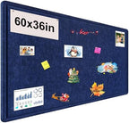 Large Bulletin Board, Foldable 60x36 Inches Cork Board Alternative, Large Felt Board Decorative Pin Board for Wall, Foldable Photo Board Self-Adhesive Vision Board with 36 Pushpins Dark Blue by bcabo