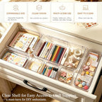 15Pcs Clear Expandable Drawer Organizer Bins for Vanity Desk Bathroom - Image 6