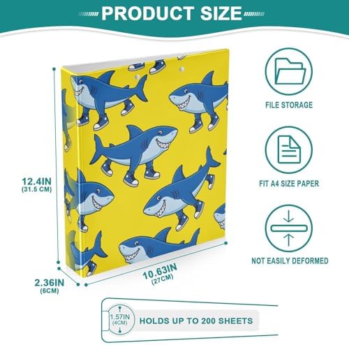 ALAZA Italian Brainrot Meme Tralalero Tralala Shark 2 3 Ring Binder 1.5 Inch Three Ring Office Binders w/clipboard & 3 Pockets, Hold 200 Sheets, 2 pcs - Image 5