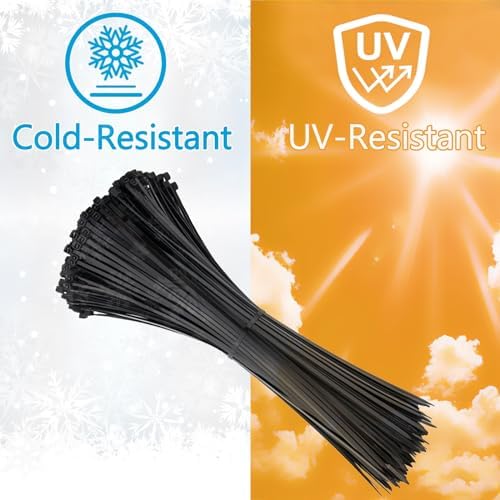 Zip Ties 16 inch(1000 Pack), 60 lb, Black Cable Ties, UV Resistant Wire Ties for Indoor and Outdoor Use, Paloka - Image 4