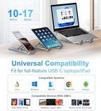 M61 USB C to USB Hub Portable Laptop Stand, Aluminum 4 Ports USB3.0 Multiport Adapter Adjustable Laptop Docking Station Stand Compatible with MacBook Pro/Air, Chromebook, Keyboard, Mouse, HDD - Image 6