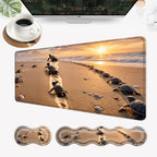 Desk Mat, Mouse Pad with Wrist Rest, 4-in-1 Large Mouse Pads for Desk, Ergonomic Mouse Pad and Keyboard Wrist Rest Gaming Keyboard Mat for Office,Sea Turtles on The Beach by EFGWSDER
