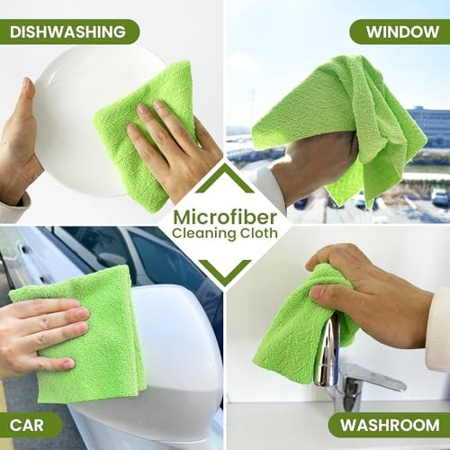Greenfound Microfiber Cleaning Cloth Roll, 80 Pack Tear Away Towels, Reusable Washable Lint Free Scratch Free Absorbent Cleaning Rags for Kitchen Home Car Window Glass, 11.5 x 11.5 Inch Wave Green - Image 6
