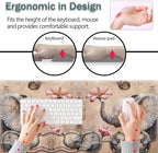 31.5"x 11.8" Oversized Gaming Mouse Pad Set, Ergonomic Keyboard and Mouse Wrist Rest + Cup Holder, Non-Slip Desktop Pad, Suitable for Home and Office Use, Cute Little Elephant Flower - Image 5