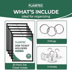 Job Ticket Holders 10x14 - (30 Pack) 8.5x11 Letter Size | Reusable Dry Erase Pockets Black with Metal Rings & Hooks | Durable Clear Shop Sleeves for Work Order | Perfect for Classrooms - Image 2