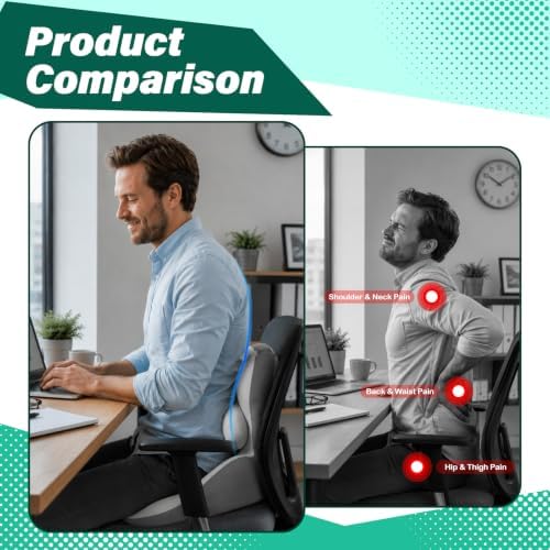 Dracey Seat Cushion for Office Chair and Car, Office Chair Cushion, L-Shaped Ergonomic Seat Cushions, Car Seat Cushion, for Truck Lumbar Pillow Memory Foam Seat Cushion Gaming Chair Desk Chair Cushion - Image 6