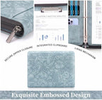 Embossed Padfolio with Zipper, Leather Portfolio Binder, 3 Ring Organizer - Image 5