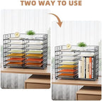 Marbrasse 12 Slots Desktop Literature Organizer, 7-Tier Mesh Paper Organizer for Desk, Adjustable Mail File Sorter Tray with Handle, Desktop Classroom Mailbox Cabinet for Office Home School, Black - Image 6