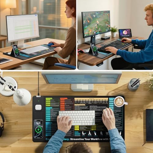 Wireless Charging Mouse Pad with Foldable Phone Holder, 31.5"x15.8" in - Image 4