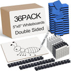 36 Pack 5"x8" Portable Mini White Board for Students,Personal Small Whiteboard,Lightweight Double Sided Dry Erase Board for Students Classroom,Individual Lapboards for Teaching with Erasers and Marker by Unknown