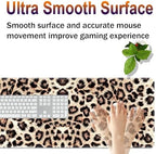 Large XXL Gaming Desk Mat 31.5"x 11.8", Ergonomic Keyboard Wrist Rest & Mouse Pad Wrist Rest + Coaster Set, Non-Slip Base, Memory Foam, Office and Home, Little Leopard Print - Image 4