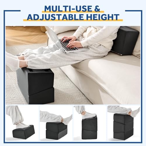 Foot Rest for Under Desk at Work, Adjustable Footrest for Office Chair & Gaming Chair,Ergonomic Footrest Pillow Desk Foot Stool with Washable Cover for Home, Airplane, Travel (Black) - Image 5