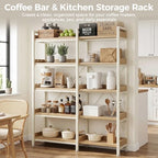 GTPLAYER 5-Tier Corner Bookshelf, L-Shaped Metal Frame Shelf with Tall 14" Shelves, Plant Stand and Storage Rack for Small Spaces, Living Room and Home Office, Light Oak - Image 5