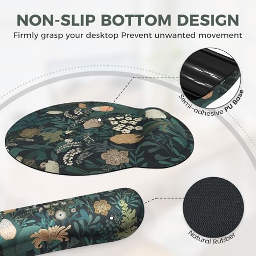 iCasso Desk Cover Mat, 4in1 Floral Large Mouse Pad with Wrist Rest - Image 5