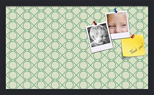 PinPix 24x14 inch Cork Bulletin Board. This Decorative Framed Pin Board Comes with Diamond Pattern in Green Design and Satin Black. Ideal for Home, Office Decor or School (PinPix-586) by PinPixBulletinBoards