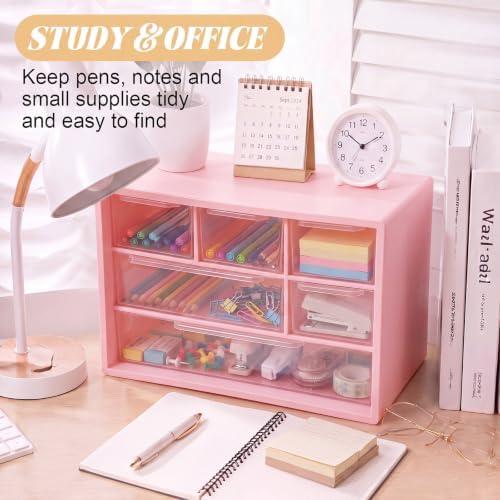 Briwooody 6 Pack Small Drawer Organizer Stackable Desktop Storage, Pink - Image 2