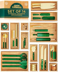 Grow Forward Bamboo Drawer Organizer Boxes - Set of 14 Wooden Drawer Organizers for Kitchen, Bathroom, Office, Desk, Vanity, Makeup - Non-Slip Junk Drawer Organizer Trays for Storage and Organization by GrowForward
