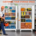 GAIOUS 75'' Tall Metal Garage Storage Cabinet,File Cabinet with 2 Doors and 5 Adjustable Shelves, Outdoor Steel Tool Cabinet for Home,Office,Warehouse,Garage,White - Image 4