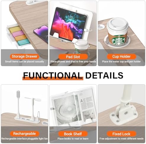 Lap Desk for Bed Adjustable Height with USB Port 23.6" x15.7" Desktop - Image 5