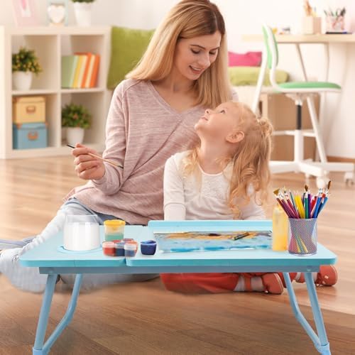Laptop Desk for Bed Couch,Lap Desk for Laptop,Portable Laptop Stand for Desk,Small Adjustable Laptop Desk,Foldable Bed Table for Laptops and Writing, Bed Tray Table with Cup Holder(Blue) - Image 4