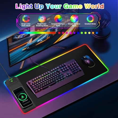 RGB Gaming Mouse Pad with Magnetic Wireless Charging & Foldable Phone Stand - Image 3