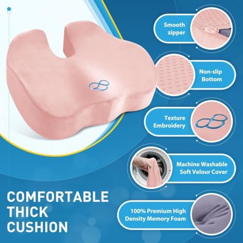 BlissTrends Thick Seat Cushion for Office Chair & Car Seat, XL, Pink - Image 4