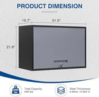 Fesbos Metal Storage Cabinet Black&Gray Wall Cabinets with Shelf and Locking Door - Wall Mounted Storage Cabinet for Garage Warehouse Home Office - Assembly Required - Image 3