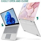 Mektron Case for 13.5" Microsoft Surface Laptop 5/4/3 with Metal Palm Rest Model 1951/1868,2019/2021/2022 Plastic Hard Shell Cover with Screen Protector + Keyboard Cover + Dust Plug,Pink Marble - Image 4