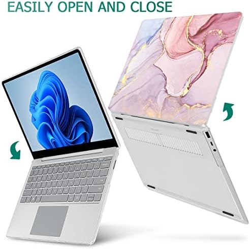 Mektron Case for 13.5" Microsoft Surface Laptop 5/4/3 with Metal Palm Rest Model 1951/1868,2019/2021/2022 Plastic Hard Shell Cover with Screen Protector + Keyboard Cover + Dust Plug,Pink Marble - Image 4
