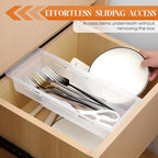2 Pack Deep Drawer Organizer Bins, Adjustable Sliding Drawer Organizer Bin Expandable Tray for Kitchen Utensils, BBQ Tools, Towels, Durable Plastic Sliding for Easy Storage (12.4" to 18") - Image 2