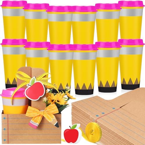 12 Set Back to School Gifts Teacher Coffee Cups 16 oz Notebook Drink Holder by Acellegic
