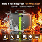 Fireproof Document Organizer with Lock, Semi-Rigid EVA Shell File Box with 13-Pocket Accordion Folder, Water-Resistant Storage for Important Documents, Passports & Certificates - Image 2