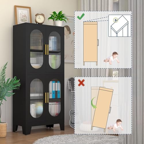 GAIOUS Black Kitchen Pantry Cabinet,Storage Cabinet with Acrylic Glass Door - Image 3