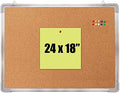 Cork Board 24x18 in, Framed Wall Hanging Bulletin Board with 10 Thumb Tacks by Navy+Penguin