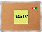 Cork Board 24x18 in, Framed Wall Hanging Bulletin Board with 10 Thumb Tacks by Navy+Penguin