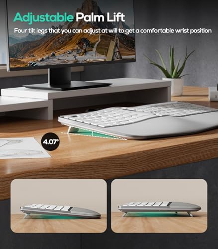 Nulea RT07B Wireless Ergonomic Keyboard - Split Keyboard, Wrist Rest, Natural Typing, Bluetooth and USB Connectivity, USB-C Rechargeable,Compatible with Windows Mac (Pink) - Image 5