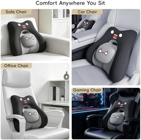 BEBAS Ergonomic Memoery Foam Lumbar Support Pillow for Car & Office, Black - Image 7