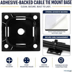 Kable Kontrol Zip Tie Mounts, 1-1/2” Black, 2500 Pcs Adhesive Backed - Image 2