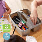 ECR4Kids 2-Compartment Large Plastic Caddy, Multipurpose Organization, Grey, 6-Pack - Image 6