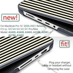 DONGKE Compatible with MacBook Pro 16 Inch Case (2026-2021 Release, M5 M4 M3 M2 M1 Pro/Max Chip), Plastic Hard Shell with Keyboard Cover & Screen Protector for MacBook Pro 16", Black & Cream Stripes - Image 2